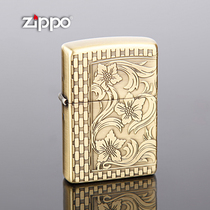 zippo lighter genuine brass on three sides processed Classical rich flowers 39370 Classical memorial