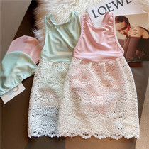 ins Korean version of the new childrens swimsuit exquisite princess girl childrens one-piece baby swimsuit lace gauze skirt