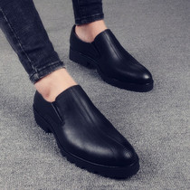 British mens pointed leather shoes business casual leather shoes retro trend nightclub leather shoes increased hair stylist leather shoes