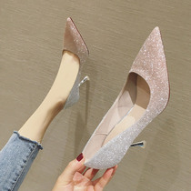 Fa-style teenage girl high heels 2022 new spring and autumn season finale with fairy wind wedding shoes design feelings of little crowdsourced