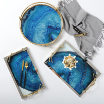 Nordic light luxury air-cooled kettle water Cup tray agate pattern debris jewelry storage model room soft decoration ornaments
