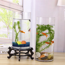 Gold fish tank glass cylinder aquarium small creative eco-round cylindrical large turtle-cylinder guest restaurant with view water peels