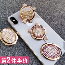 Mobile phone ring buckle bracket with drill female Apple 11 Huawei vivo mobile phone case finger buckle oppo universal convenient lazy metal support buckle creative full drill multi-function rotating paste type
