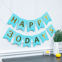 Baby 100 days decoration Scene arrangement Colour decorated pull flag children 100 days English fish tail hanging flag Pepper