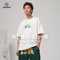 (Clearance) quasi-sports short-sleeved mens summer basketball running fitness training cotton loose round neck shirt