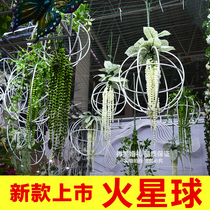 Wedding props new Mars globe crystal ceiling line with round Garland bead curtain wedding frame iron decoration