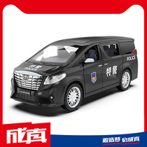 Alloy car model 1:32 simulation Toyota Elfa police car sound and light pull back to open the door Car toy ornaments