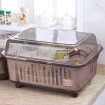 Plastic cupboard large kitchen European economical household tableware storage box with lid dish drain rack