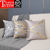 TVNW light luxury beige black sofa pillow pillow living room pillow case waist pillow model room waist pillow model Chinese cushion Gray