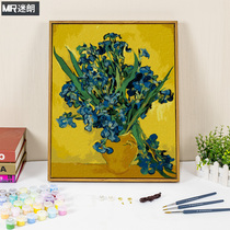 Melancholy Digital Oil Painting Abstract Celebrity Living Room Hand Painted Decorative Painting Purple Iris Tail Flower