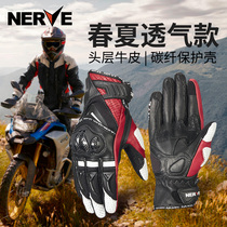 Nerve Spring Carbon Fiber Motorcycle Gloves Unisex Motorcycle Racing Cowhide Anti Falling Breathable Sweat Anti-Slip