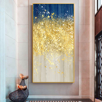 Pure hand-painted oil painting gold leaf wealth tree Nordic light luxury porch background wall decorative painting living room corridor aisle hanging painting