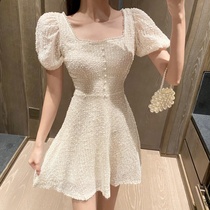 Retro foreign style is very immortal niche French waist thin smart smoked Platycodon temperament Super fairy dress 2021 summer