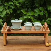 Craftsman wood home solid wood shelf Simple retro office coffee table Desktop finishing table Wooden small tea table