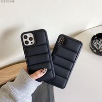 Suitable for iphone12promax mobile phone case autumn and winter down jacket 12 anti-drop shell pure gold bracket 11 hand Set 7p