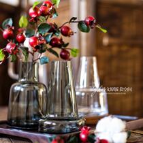 JK Mu space Nordic literary simple lines high-grade gray transparent vase hydroponic side table desktop exquisite small vase