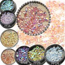 Mechia DIY Mix Decorations FF Bare Bottom Resin Crystal Drill Dazzling AB Phantom Color Fingernail Solid Sharp Bottom Profiled Drill