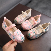 Girls embroidering shoes Children's Han costumes shoes ancient-style super fairy performance baby spring and autumn new old Beijing cloth shoes