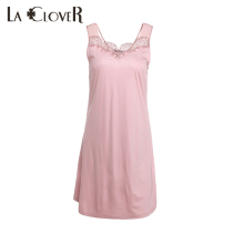 LACLOVER Dream Waltz Lace Embroidered Silk Midi Night Dress LC44HX1