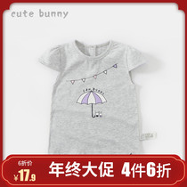 cutebunny baby summer girls short sleeve jacket children Joker crew neck T-shirt baby thin bottoming shirt