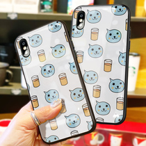 Japanese cartoon cute queer Apple X phone case iPhone11Pro glass XS MAX female XR couple 8 Sets 7plus personality 6s 6 P seven IPX eight iP