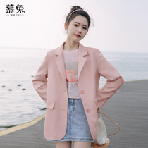 chic small sub pink suit jacket woman thin section spring 2022 new superior sense western suit design feeling little crowdsourced