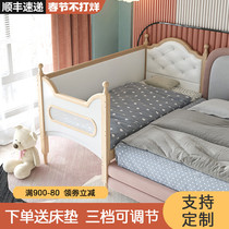 Solid wood childrens bed heightened guardrail small bed baby boy girl princess bed baby side bed widening stitching big bed