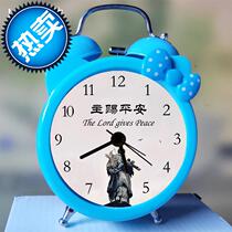 2021 Blue Bedroom Small Alarm Clock Metal Cartoon Clock Gospel Mini Taunted Bell Desk Clock Creativity Pendulum Clock Tickclock