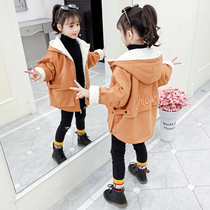 Girls' coat autumn winter 2022 new Korean style children's pied-à-terre overpowering overpowering girls' clothing fleece thickened tops