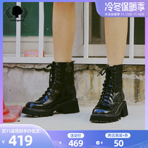 littlegood British style high-top Martin boots womens 2022 autumn and winter new thick-soled motorcycle boots college style
