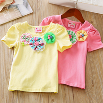 Girls cotton short-sleeved T-shirt summer new female Baoyang half-sleeved childrens wild T-shirt Zhongdang Korean top