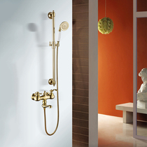 Butterfly pottery new bathroom European style British retro double hole hanging wall bathtub shower copper faucet single handheld shower