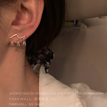 Zircon raindrops ~ ins Wind small earrings exquisite Super fairy temperament earrings female sterling silver senior earrings French Net Red