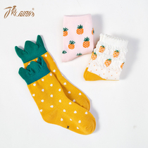 Top Melon Girl Socks Socks Autumn Winter Pure Cotton Medium Socks Spring Autumn Great Boy Girl Winter Cotton Socks Children Socks 3 Double