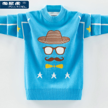 Childrens sweater cotton plus velvet thickened 2020 Autumn and Winter Childrens foreign-quality knitwear boys sweaters 8-15