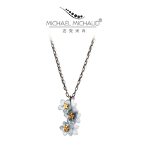 Forget-me-not clavicle chain Forest department cold wind niche design sense necklace Female pendant tide ins sweater chain pendant
