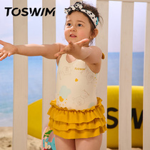 TOSWIM Kids childrens swimsuit Girls baby one-piece small and medium children cute skirt sunscreen 2021 new