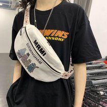 New chest bag women's fashion casual messenger bag Korean version of large-capacity shoulder bag printed cute student canvas backpack