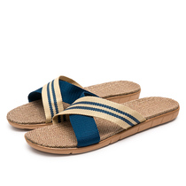 2019 summer trend flat shoes linen Chinese style retro slippers personality casual mens one-word drag sandals