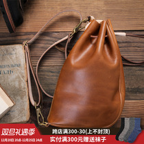 Qimings original design American retro imported vegetable tanned leather handmade Messenger bag Genuine leather top layer leather bag