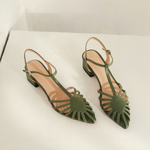 Ladies shoes 2022 new trend leather minimalist sandals European style station thick heel womens shoes summer fairy shoes