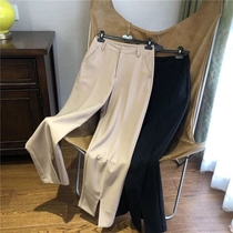 Special price One meter Eight long legs Custom fabric Pendant Anti-Creamy slim Chater Open Fork Straight Barrel Suit Broadlegged Pants Woman