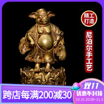 Net altar messenger Buddha statue Nepalese handmade Tibetan esoteric pure copper pig Bajie home worship Buddha statue practice ornaments