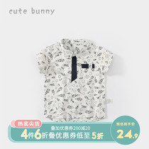 cutebunny baby summer fit 1-3-year-old boy short sleeve shirt foreign air baby pure cotton lining thin blouses