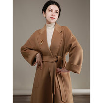 NZ Classic Herben Wind Bathrobes Labbro Camel Color Bifacial Cashmere Big Coat Woman Mid high-end wool jacket