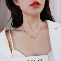 Net red spring and summer butterfly pendant titanium steel necklace female Korean version of tide temperament simple personality short choker female neck chain