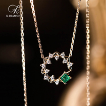 kkidamond progenitor green necklace Colombian ancestral green collarbone chain 18k diamond pendant design style