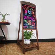 Solid wood flower stand type bracket integrated vertical small blackboard shop led electronic fluorescent board advertising board light display card coffee shop catering promotion hand writing board menu Billboard