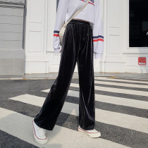 Gold Velvet Pants Woman Autumn Winter Thickened Broadlegged Pants Woman High Waist Pituality 100 Hitch Loose Straight Cylinder Conspiculy Slim Casual Long Pants