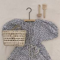 Customized Korean style chic hand-woven handbag rattan bag storage basket for children with photography props